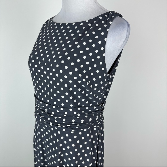 Lauren Ralph Lauren Gray White Polka Dot Jersey Dress Size 10 - Picture 6 of 10